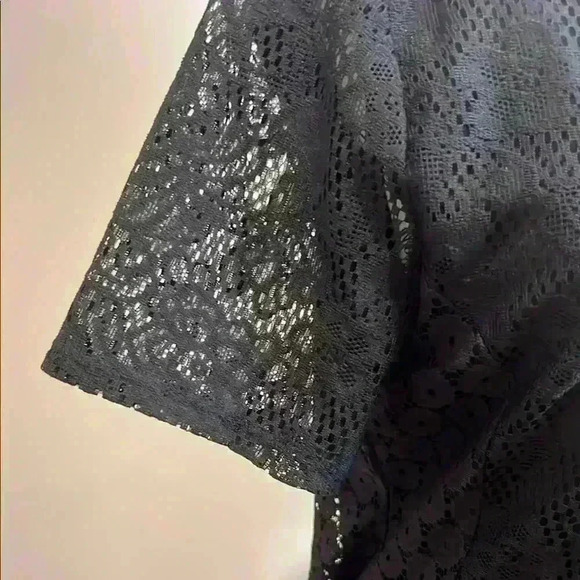 NWT NY Collection sz PL Black A-line dress with short sleeves and V-neckline - Picture 4 of 7